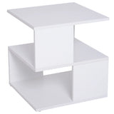 HOMCOM Side Table Square Coffee Table Modern End Table with 2 Tier Storage Shelves for Living Room, Bedroom, White