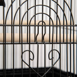 PawHut Metal Bird Cage with Plastic Swing Perch Food Container Tray Handle for Finch Canary Budgie 50.5 x 40 x 63cm Black