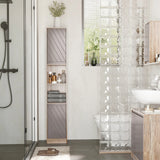 HOMCOM Narrow Bathroom Cabinet, Slim Bathroom Storage Unit with Open Compartment, Freestanding Storage Cupboard with Adjustable Shelves for Small Spaces, 30 x 24 x 170 cm, Grey and Oak