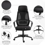 Vinsetto High Back Office Chair with Headrest, Adjustable Height, Mesh Material for Office Use, Black