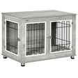 PawHut Dog Crate Furniture, Side End Table, Indoor Dog Kennel with Soft Washable Cushion, Wire Mesh, Large Top, for Medium and Large Dogs,90 x 58 x 65, Grey