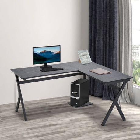 HOMCOM L Shaped Gaming Desk, 155 x 130cm Corner Computer Desk with CPU Stand for Home Office, Study Workstation, Black