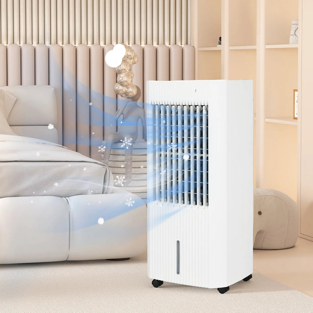 HOMCOM Portable 3-in-1 Air Cooler with 5 Litre Capacity, Oscillation, LED Display, Remote, 15 Hour Timer, Evaporative Air Cooler Fan with 3 Speeds, 3 Modes, Ice Packs, for Home Office