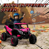 AIYAPLAY 12V Kids Ride On Car with Remote Control, Kids Electric Car with Suspension System, Music, for Kids 3-5 Years, Pink