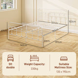 HOMCOM Double Minimalistic Metal Bed Frame - White