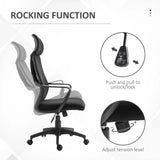 Vinsetto High Back Office Chair with Headrest, Adjustable Height, Mesh Material for Office Use, Black
