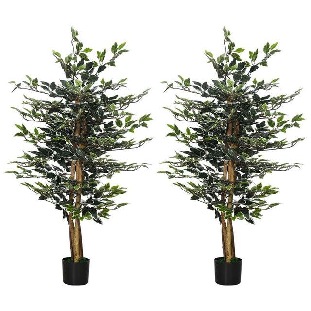 HOMCOM Set of Two Artificial Ficus Trees