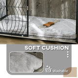 PawHut 46.46'' Dog Crate Furniture End Table w/ Plush Washable Cushion, Lockable Door, for Extra Large Dogs