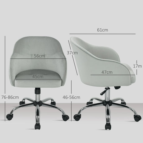HOMCOM 46-56 cm Velvet-feel Office Chair - Grey