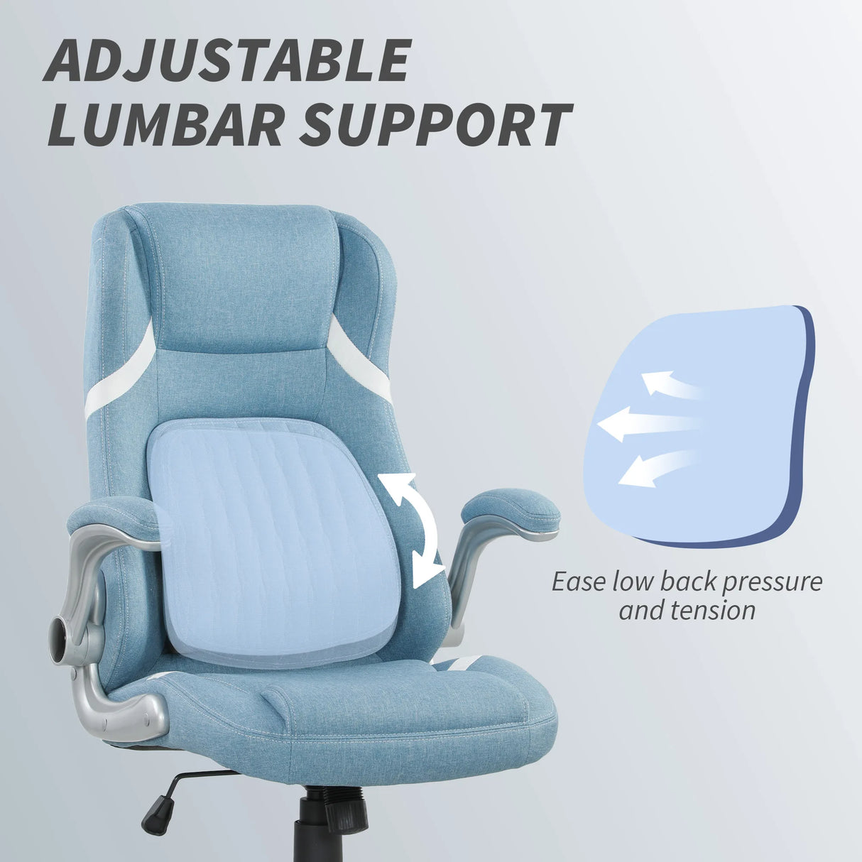 Vinsetto Linen-Look Office Chair, with Adjustable Height and Tension - Blue