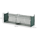 PawHut Two-Door Live Trap for Small Animals, Animal Trap for Rat, Mice - Dark Green