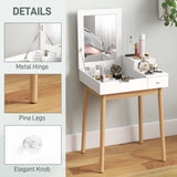 HOMCOM Dressing Table with Flip-up Mirror, Makeup Desk with 2 Drawers, Vanity Table Writing Desk for Bedroom Living Room, White