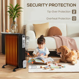 HOMCOM 2kW Nine Fin Oil-Filled Radiator - Black