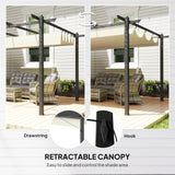 Outsunny 4 x 3(m) Aluminium Pergola with Retractable Roof, Garden Gazebo Canopy Shelter for Outdoor, Patio, Cream White