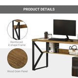 HOMCOM Computer Desk Writing Desk Home Office PC Laptop Workstation with Storage Shelf 120 x 60 x 76cm Black Brown Wood Effect