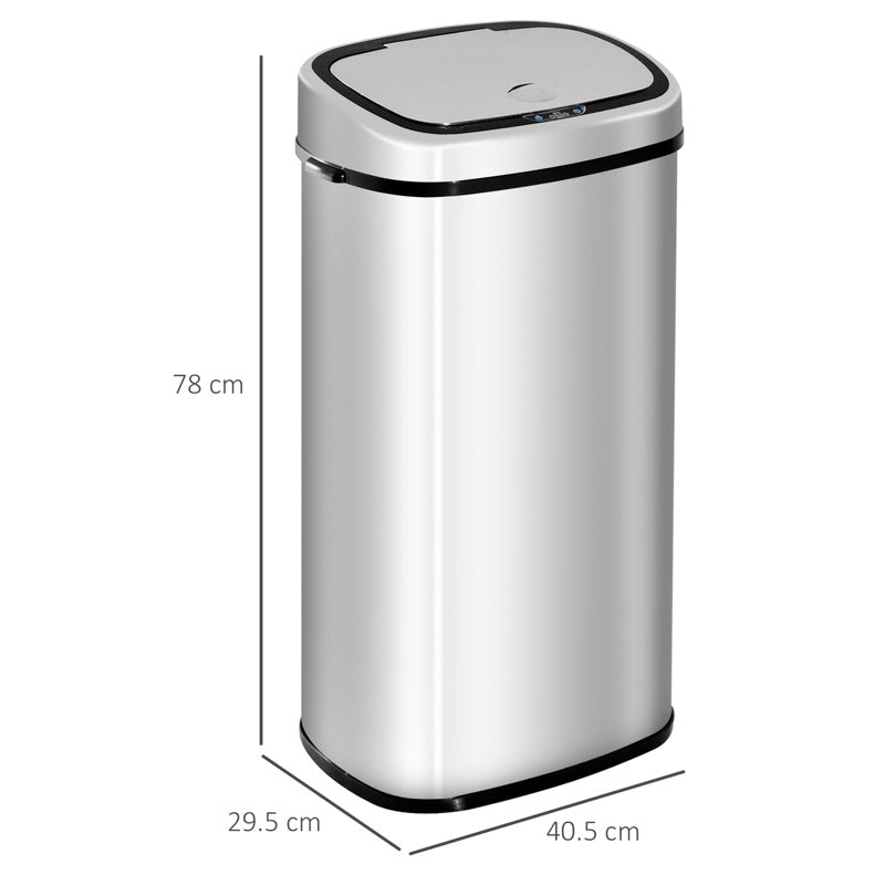 HOMCOM 68L Sensor Dustbin Stainless Steel Automatic Kitchen Waste Bin Silver