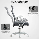 HOMCOM Fabric High Back Office Chair - Grey