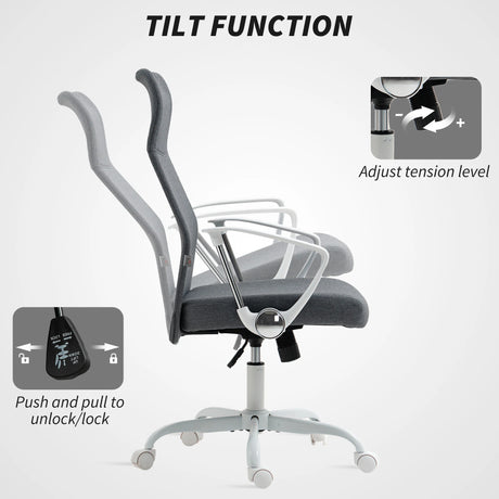 HOMCOM Fabric High Back Office Chair - Grey