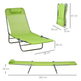 Outsunny Set of Two Steel Frame Sun Loungers, with Reclining Backs - Green