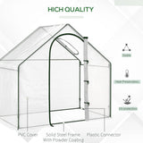 Outsunny Walk In Tomato Greenhouse Garden Outdoor Mini Greenhouse Flower Planter Steel Frame with Zipped Door & Window, PVC Cover, 180 x 100 x 168CM, Clear