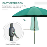 Outsunny 2.5m Shanghai Garden Parasol Umbrella with Crank & Tilt, Adjustable Outdoor Sun Shade, Green