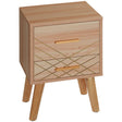 HOMCOM Bedside Cabinet, Scandinavian Bedside Table with Drawers, Bed Side Table with Wood Legs, Natural