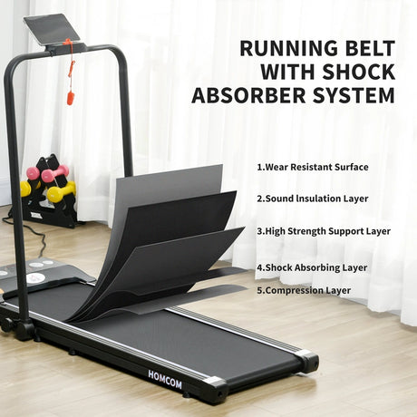 HOMCOM Foldable Walking Treadmill, with LED Display and Wheels, for Home, Office, Gym, Blue