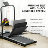 HOMCOM Foldable Walking Treadmill, with LED Display and Wheels, for Home, Office, Gym, Blue