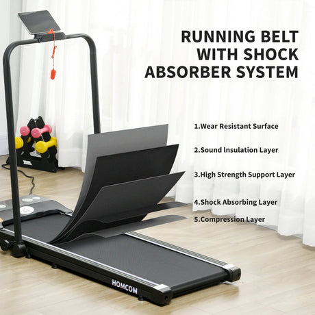 HOMCOM Foldable Walking Treadmill, with LED Display and Wheels, for Home, Office, Gym, Blue