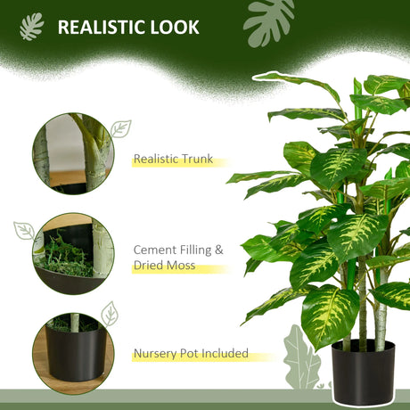 HOMCOM 2 PCs Artificial Evergreen Tree Fake Decorative Plant in Nursery Pot for Indoor Outdoor Dcor, Green