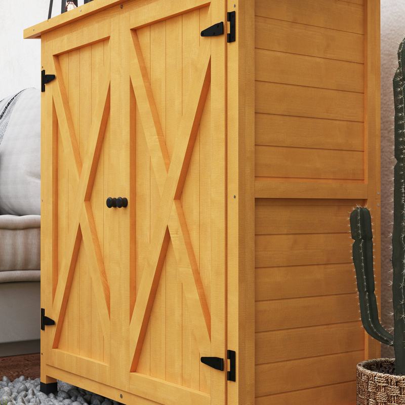 Outsunny 46.5 x 97cm Compact Wooden Storage Shed - Yellow