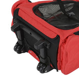 PawHut Pet Travel Backpack Bag Cat Puppy Dog Carrier w/ Trolley and Telescopic Handle Portable Stroller Wheel Luggage Bag (Red)