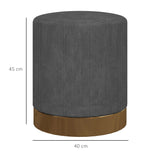 HOMCOM Soft Padded Corduroy Footstool - Charcoal Grey