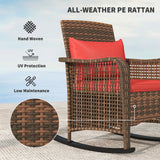 Outsunny Rattan Rocking Chair - Red