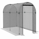 Outsunny Galvanised Steel Fruit Cage, Plant Protection Tent with Zipped Door, 1.2 x 2.4 x 1.9m, Black