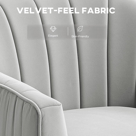 HOMCOM Velvet-Feel Shell Back Accent Chair - Grey