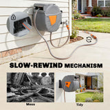 Outsunny Retractable Hose Reel Wall Mounted, 40+2m Garden Hose Pipe Reel with Auto Retraction, Self-Locking, Orange