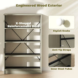 HOMCOM Chest of Drawers, Dresser with 4 Fabric Drawers - White and Grey