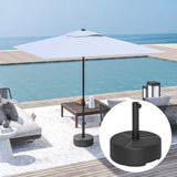 Outsunny Round Garden Parasol Base, Garden Umbrella Stand Heavy Duty Parasol Base, Filled Up to 20kg with Stand or 18kg with Water for 38, 48 mm Poles, Black