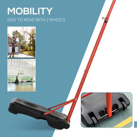 HOMCOM Basketball Hoop Outdoor, Portable Basketball Hoop and Stand with Weighted Base, Portable on Wheels, 1.55-2.1m, for Teens, Juniors, Adults, Black