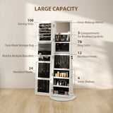 HOMCOM Storage Jewellery Cabinet, with Mirror and Lights - White
