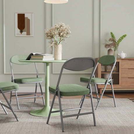 HOMCOM Set of Four Folding Corduroy Seat Chairs - Green