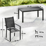 Outsunny Seven-Piece Garden Dining Set, with Plastic Wood-Top Table - Black