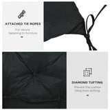 Outsunny 2 Seater Bench Pad, Garden Chair Cushion with Back and Ties for Indoor and Outdoor Use, 98 x 100 cm, Black