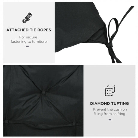 Outsunny 2 Seater Bench Pad, Garden Chair Cushion with Back and Ties for Indoor and Outdoor Use, 98 x 100 cm, Black