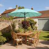 Outsunny 2 m Shanghai Garden Parasol Umbrella with 16 Fibreglass Ribs, Outdoor Parasol Sun Shade with Crank & Tilt, Turquoise