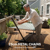Outsunny Outdoor Hammock with Stand Detachable Pillow Striped Swing Steel Frame, for Garden, Patio, Green