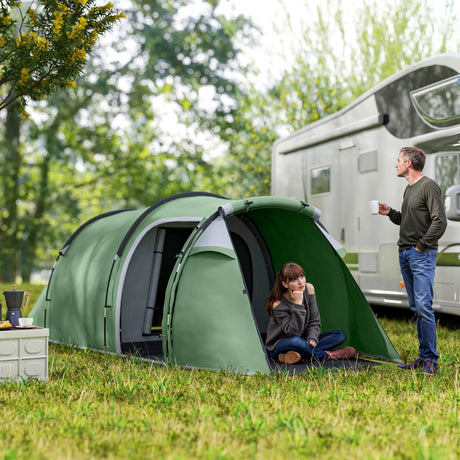 Outsunny Three-Man, Two-Room Tent - Green