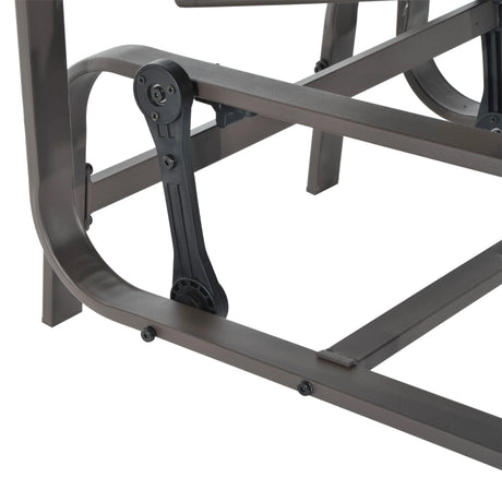 Outsunny Outdoor Gliding Rocking Chair with Sturdy Metal Frame Garden Comfortable Swing Chair, Grey & Brown