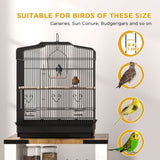 PawHut Large Metal Bird Cage with Stand, Perches, Food Bowls, Swing for Budgie, Parakeet, 46.5 x 36 x 59cm, Black